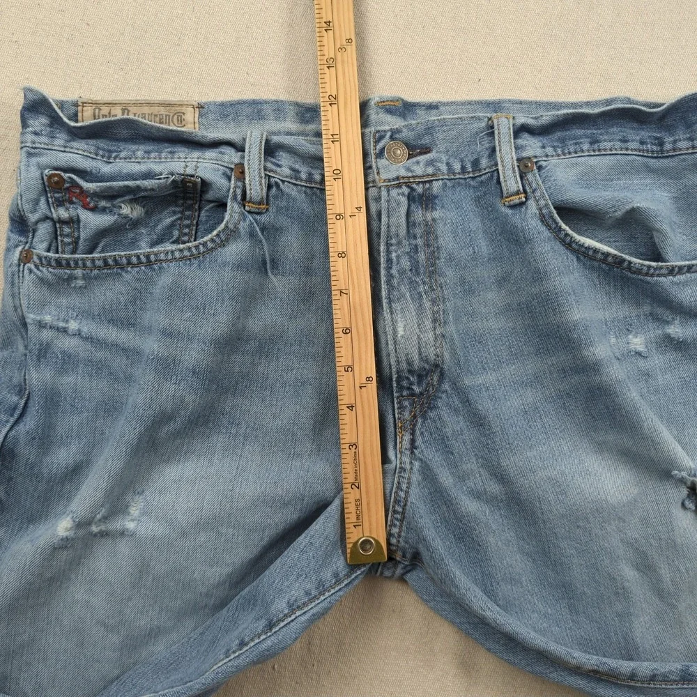 Polo Ralph Lauren Jeans Mens 36x32‎ Blue PRL Distressed Faded Straight
